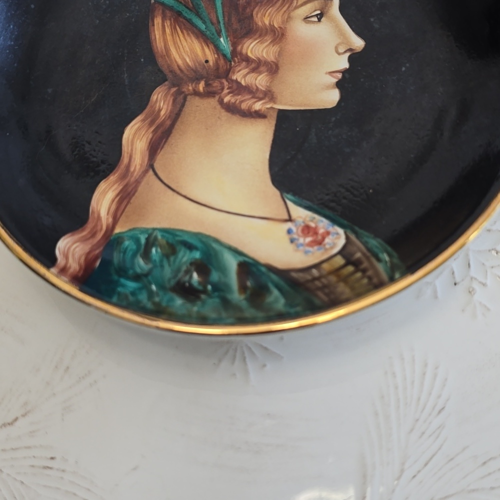 Portrait Lady L. Tournabuoni Genova Italy Decorative Ceramic Plate - Picture 4 of 14